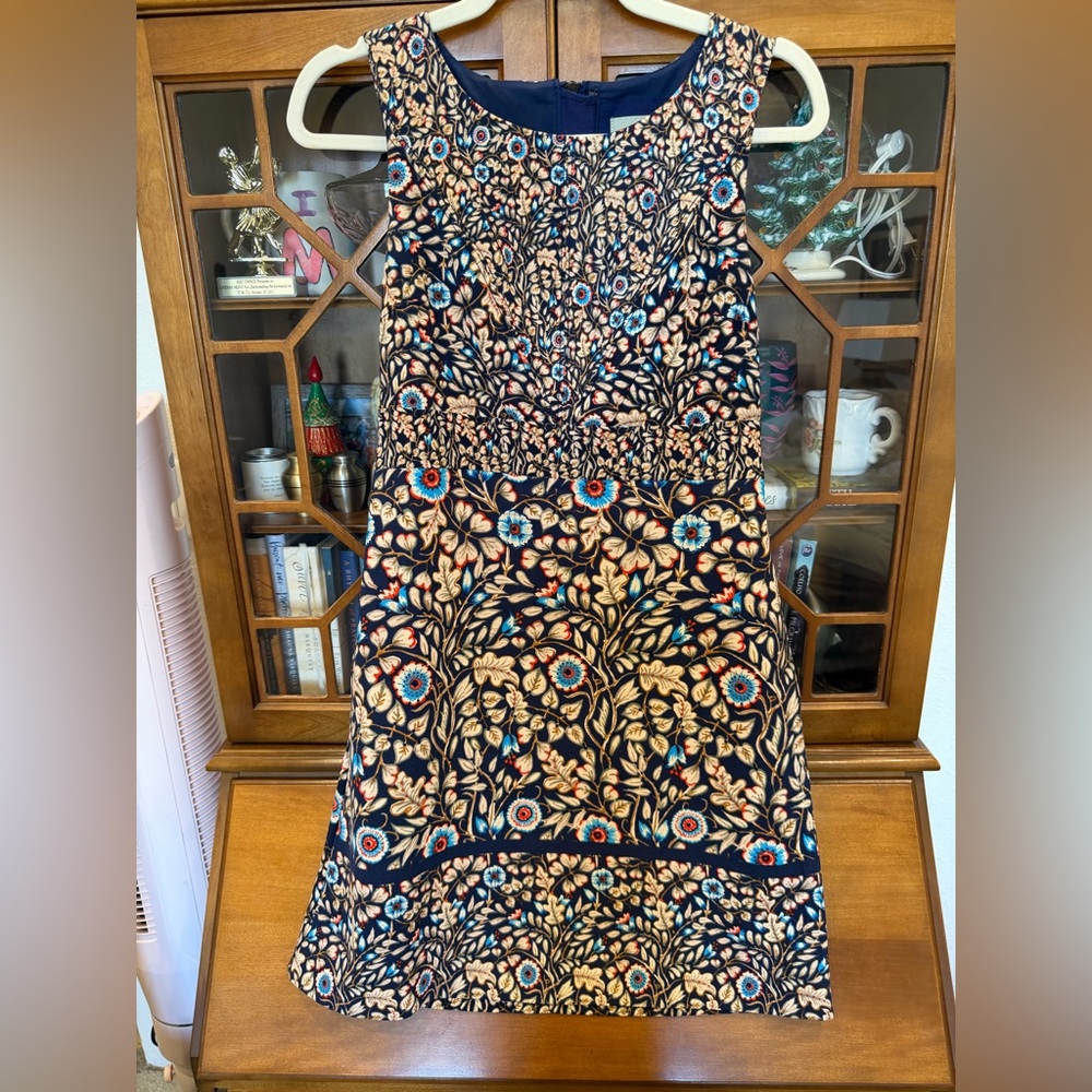 Anthropologie Maeve Brindille floral print sleeveless sheath dress in navy blue